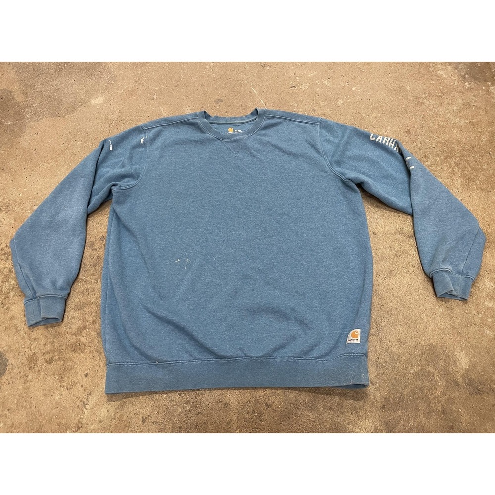 Carhartt Sweatshirt Mens XLT Blue Crewneck Original Fit Fleece 104441 Workwear